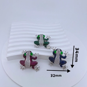 Vintage Copper Zirconia Frog Brooch Pins Micro Pave Rhinestone Animal Corsage Accessories For Men Women Banquet Party Jewelry