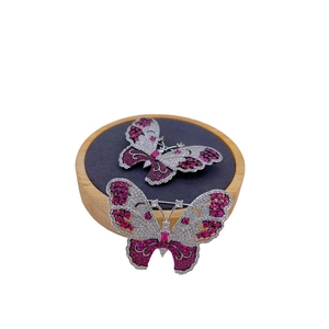 Elegant butterfly brooch with micro-paved sparkling pink and white cubic zirconia
