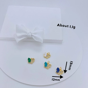 Détails de pendentifs papillon 13mm avec malachite et zircon, breloques DIY plaquées or 18K
