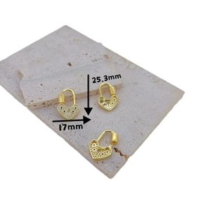 Fermoir cœur doré avec zircons micro-pavés pour création de bijoux DIY 25x17mm