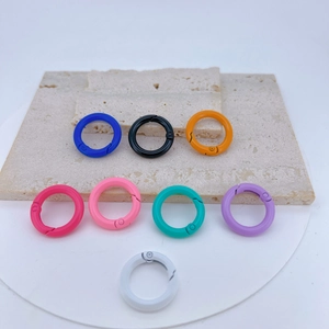 Round Copper Spring Clasp O-Ring Carabiner Painted Circular Snap Hook For Keychain Jewelry Making DIY Findings Accessories