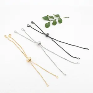Adjustable Copper Box Chain Extension 18K Gold Plated With Zircon Pendant For DIY Bracelet Necklace Jewelry Making Findings