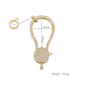 Κούμπωμα με ελατήριο 18K χρυσό με ζιργκόν, 29mm x 18mm, για χειροποίητα κοσμήματα DIY
