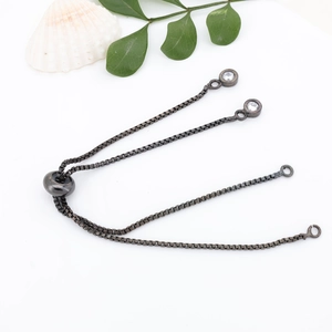 Gunmetal box chain with adjustable slider and zircon stones for DIY jewelry making