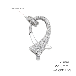 Macro detail of micro-pave zircon lobster clasp 25mm length for DIY jewelry
