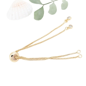 18K gold plated adjustable box chain with silicone slider bead and zircon charms