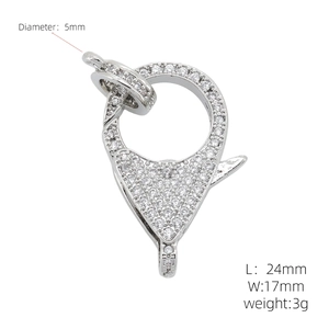 24x17mm micro-pave lobster clasp in 18k gold plated copper for DIY jewelry making