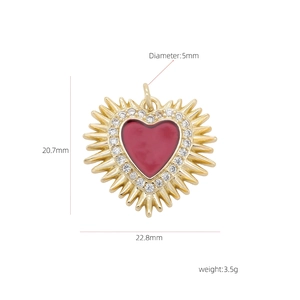 Detailed view of heart pendant showing dimensions of 20.7mm height and 22.8mm width