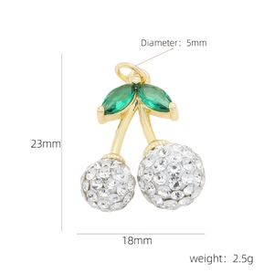 Detailed view of red cherry pendant dimensions showing 23mm height and 18mm width