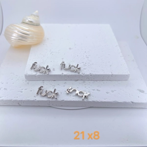 Silver geometric 'fuck' letter pendant necklace in copper gold-plated finish