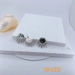 Three-piece sunburst star pendant set in gold-plated copper with zircon micro-paving