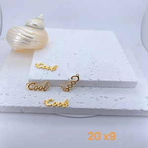 Detailed view of gold-plated Cool letter pendants with size 20x9mm for DIY jewelry