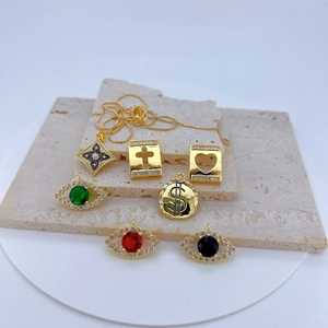 Fashion Copper Gold Plated Evil Eye Heart Cross Dollar Sign Pendant Only Without Chain Pave Rhinestone Jewelry For Women