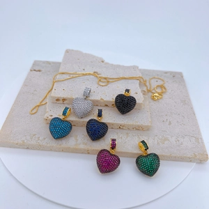 Pendentif Forme de Cœur Seul Sans Chaîne Cuivre Strass Micro-Pavage Électroplaqué Bijoux de Mode pour Femmes