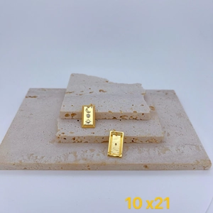 Gold plated celestial rectangular pendants with sun and moon motifs and clear zircon