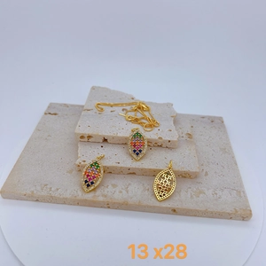 Elegant gold hollow leaf pendant necklace with rainbow crystals and white zircon accents