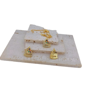 Elegant gold-plated sailboat pendants with multi-colored gemstones and micro-pave crystals
