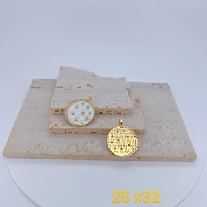 Evil Eye pendant necklace in gold plated copper with white enamel and zircon stones