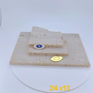 Elegant gold plated evil eye pendant with white enamel and blue zircon stones 24x13mm
