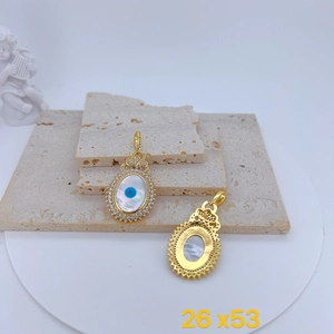 Gold-plated Evil Eye charm with mother of pearl inlay and sparkling zircon crystals