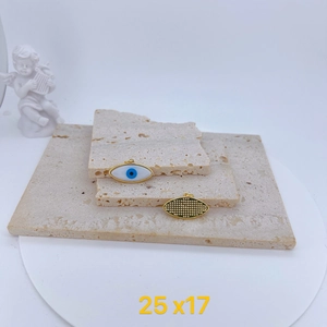 Gold-plated Evil Eye shell pendant with micro-set zircon, 25x17mm charms for jewelry making