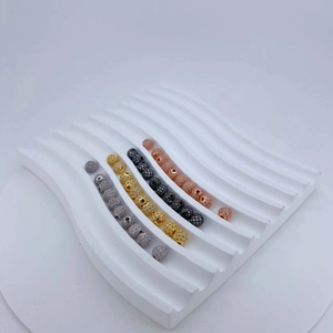 Perles en Cuivre Rondes en Micro Pavé de Zirconia pour Fabrication de Bijoux DIY Bracelet Collier Accessoires Or Argent