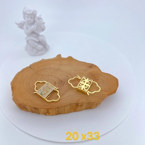 Gold plated cubic zirconia pave square lock jewelry clasps for necklace making 20x33mm