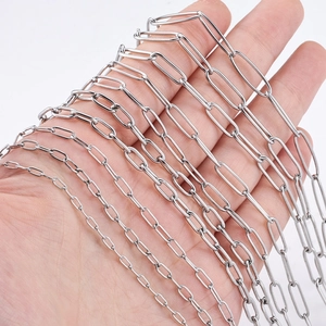 Polished stainless steel paperclip chain links in nine varied widths for DIY jewelry