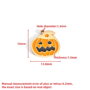Tableau des tailles détaillé pour pendentif citrouille d'Halloween avec mesures de 15 mm