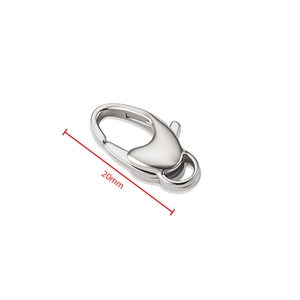 Macro shot of 20mm polished stainless steel lobster clasp for DIY jewelry making