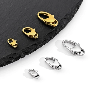 Gold and silver stainless steel lobster clasps in three sizes for DIY jewelry making