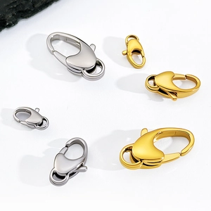 Polished stainless steel lobster clasps in gold and silver for jewelry making