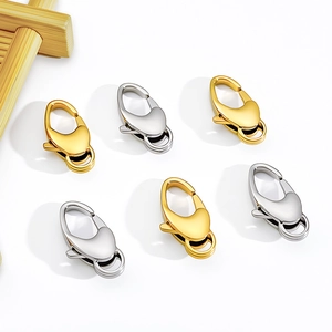 Polished stainless steel oval lobster clasps in gold and silver for DIY jewelry making