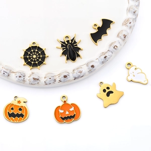 Lot de pendentifs Halloween en acier avec citrouille, chauve-souris et fantôme pour bijoux DIY