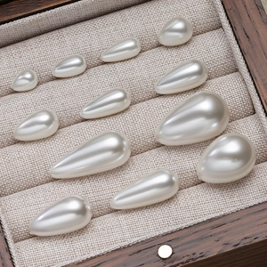 Lustrous cream white ABS teardrop pearls in various sizes for DIY jewelry making