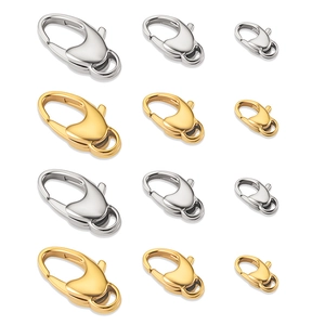 Gold and silver stainless steel lobster clasps in three sizes for jewelry DIY