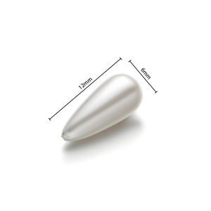 Detail of 12mm x 6mm teardrop ABS pearl beads showing smooth ivory luster for DIY jewelry