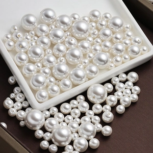 Glanzende witte ABS imitatieparels met voorgeboorde gaten voor DIY sieraden maken