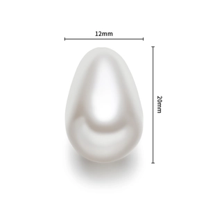 Detail view of a 12x20mm white teardrop pearl bead for DIY jewelry making and crafts