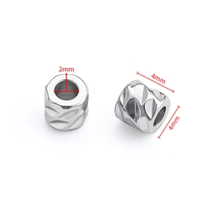Polierte strukturierte Edelstahl-Abstandsperlen für DIY-Schmuck mit 4mm Durchmesser