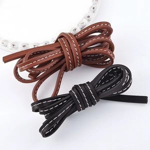 Cordons en similicuir PU noir et marron avec surpiqûres blanches pour bijoux DIY