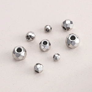 Perles facettées en acier inoxydable poli argenté pour la création de bijoux DIY