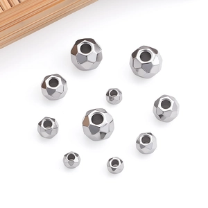 Perles à facettes en acier inoxydable en plusieurs tailles pour la création de bijoux DIY