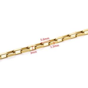 5.6mm Gold-plated stainless steel box chain necklace component with 3mm link width