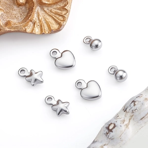 Colgantes de acero inoxidable pulido con forma de corazón y estrella para joyas DIY