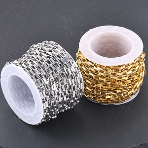 Golden and silver stainless steel square link chain on spools for DIY jewelry making