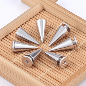 Remaches cónicos de acero inoxidable pulido con cierre de tornillo para joyería DIY
