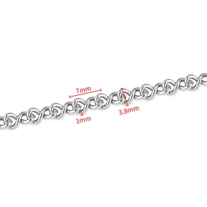 Polierte 304 Edelstahl Unendlichkeitskette mit 7mm Länge und 3,8mm Breite Detailansicht