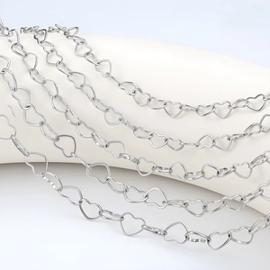 Stainless Steel Heart Link Chain For DIY Jewelry Making Love Shape Cable Extension Chain For Necklace Bracelet Steel Color