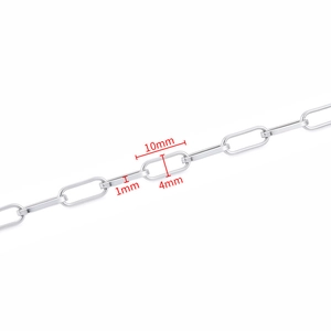Polished stainless steel paperclip chain DIY links, dimensions 10mm x 4mm with 1mm wire